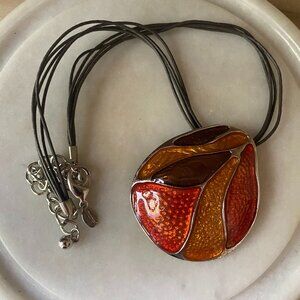 Chicos colorful enameled monarch butterfly pendant necklace 19" fairycore autumn